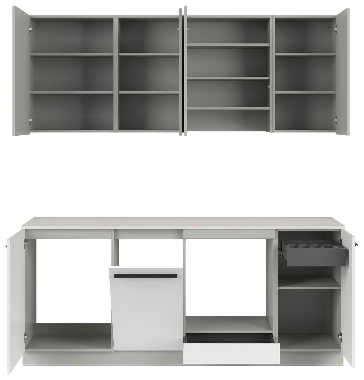 Kuchynská linka, š. 210 cm vrát.pasparty a dekor.obkladu - čierna/sivá, Basics, kompozitné drevo/plast (210cm) - Visiona