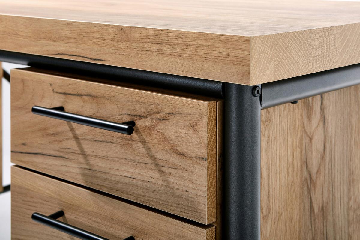 Schreibtisch Craft D 151 - Eichefarben/Anthrazit, KONVENTIONELL, Holzwerkstoff/Metall (150/60/75,5cm) - Livetastic
