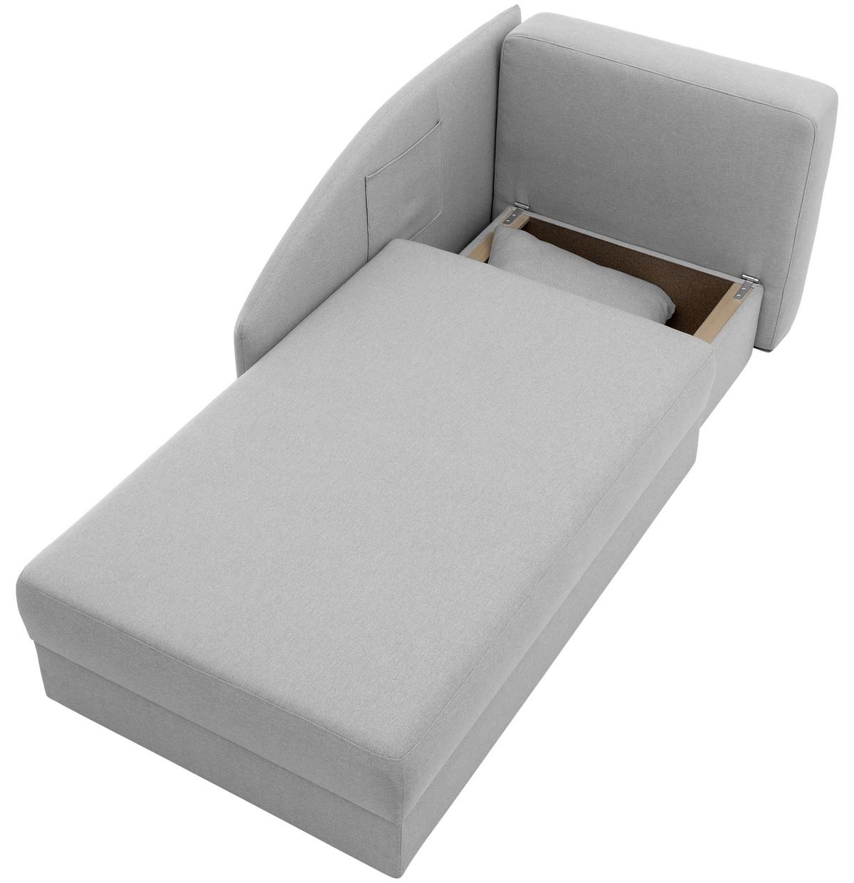 Recamiere Tobi L: 154cm Links Hellgrau mit Bettkasten - Hellgrau, Design, Textil (154/86/93cm) - Max Winzer