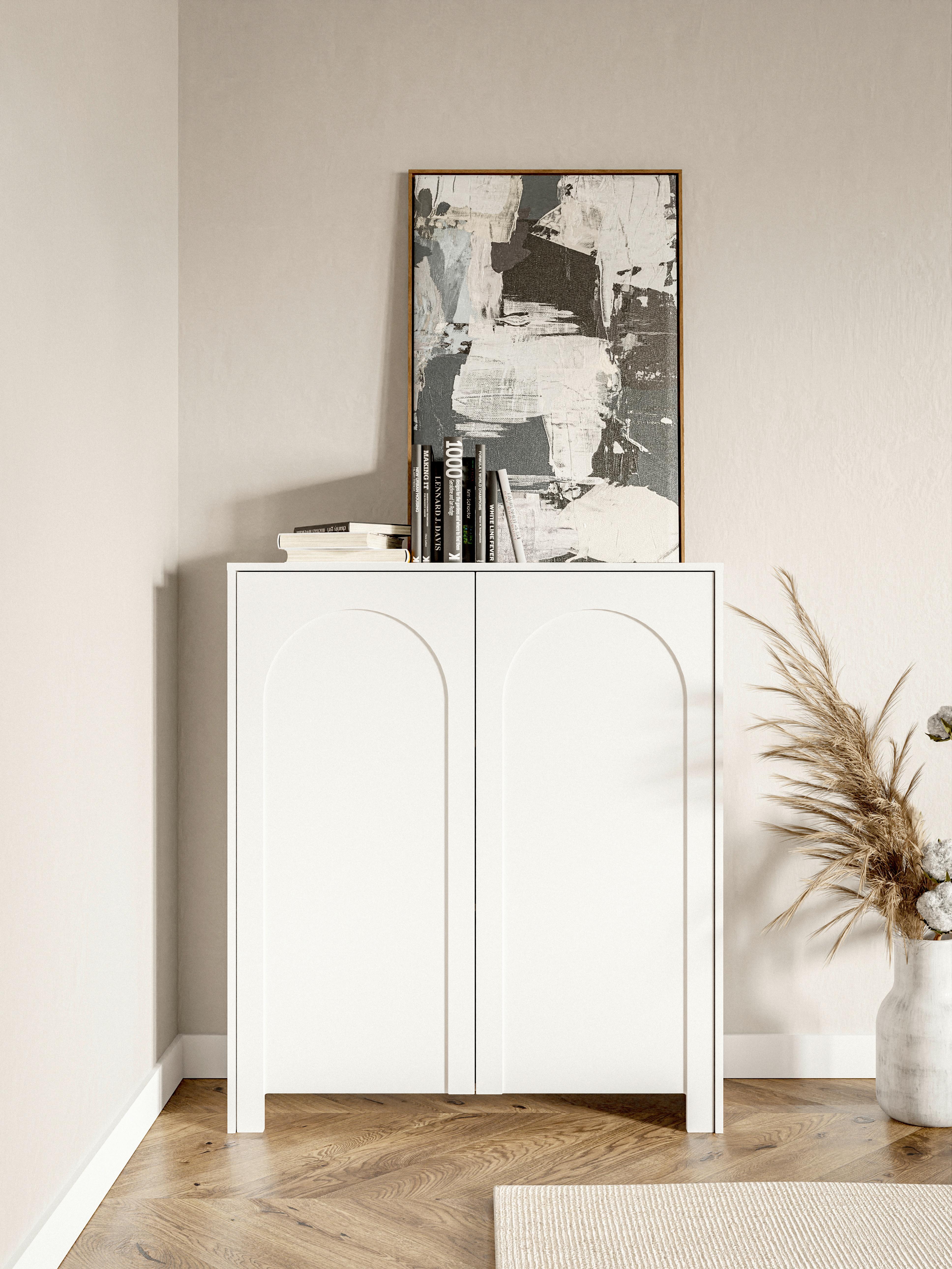 Biela komoda, bezúchytkové otváranie, š: 100cm - biela, Design, kompozitné drevo (100/117/35cm)