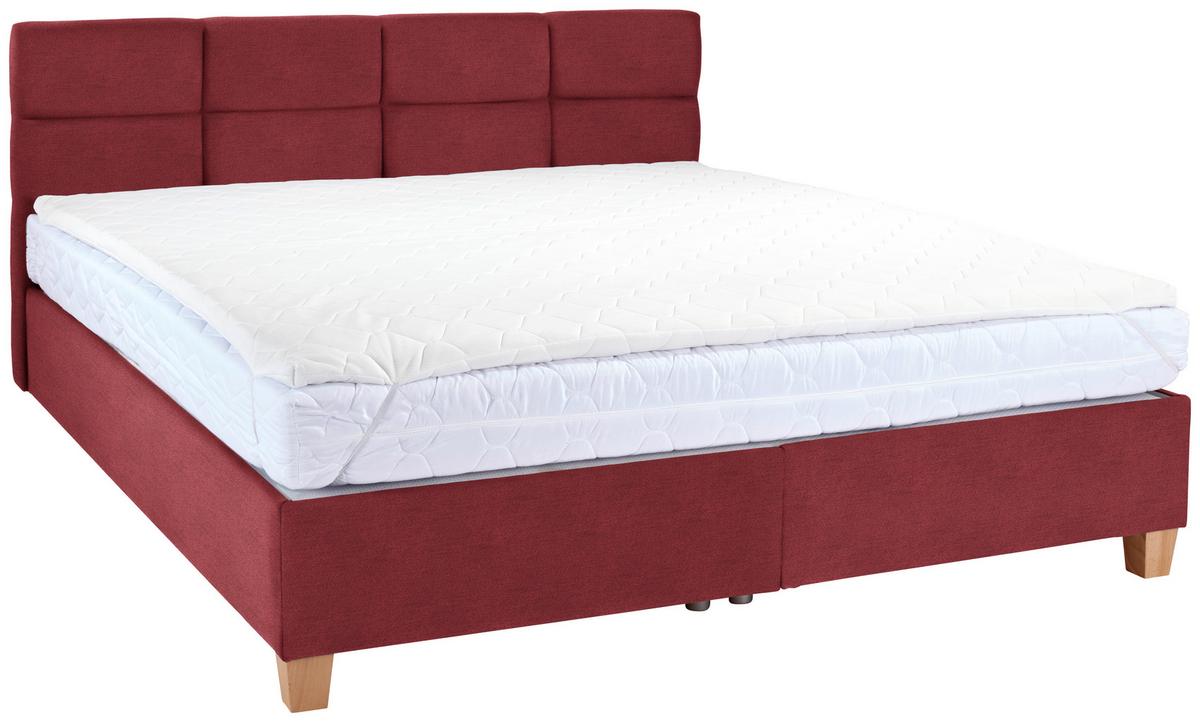 Polsterbett Mit Bettkasten 180x200 Bellagio Kirschrot - Buchefarben/Kirschrot, KONVENTIONELL, Holz/Textil (180/200cm)