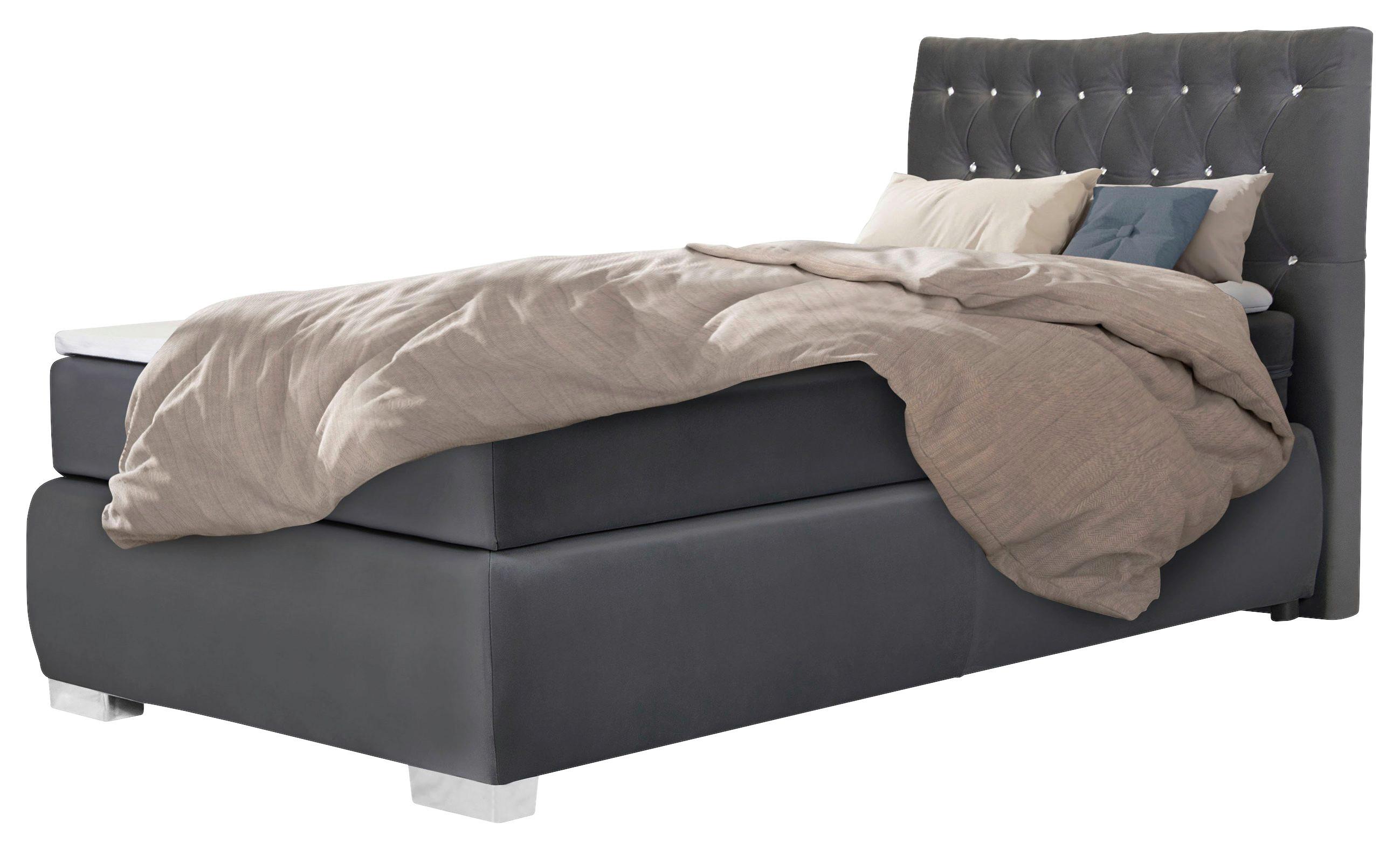 Boxspringbett Rumba inkl. Matratze 90x200 - Grau, Basics, Textil (90/200cm) - Livetastic