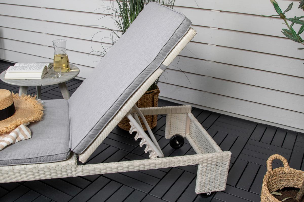 Sonnenliege London Kunststoff verstellbar - Weiß, KONVENTIONELL, Kunststoff (60/32/196cm) - Gardenson