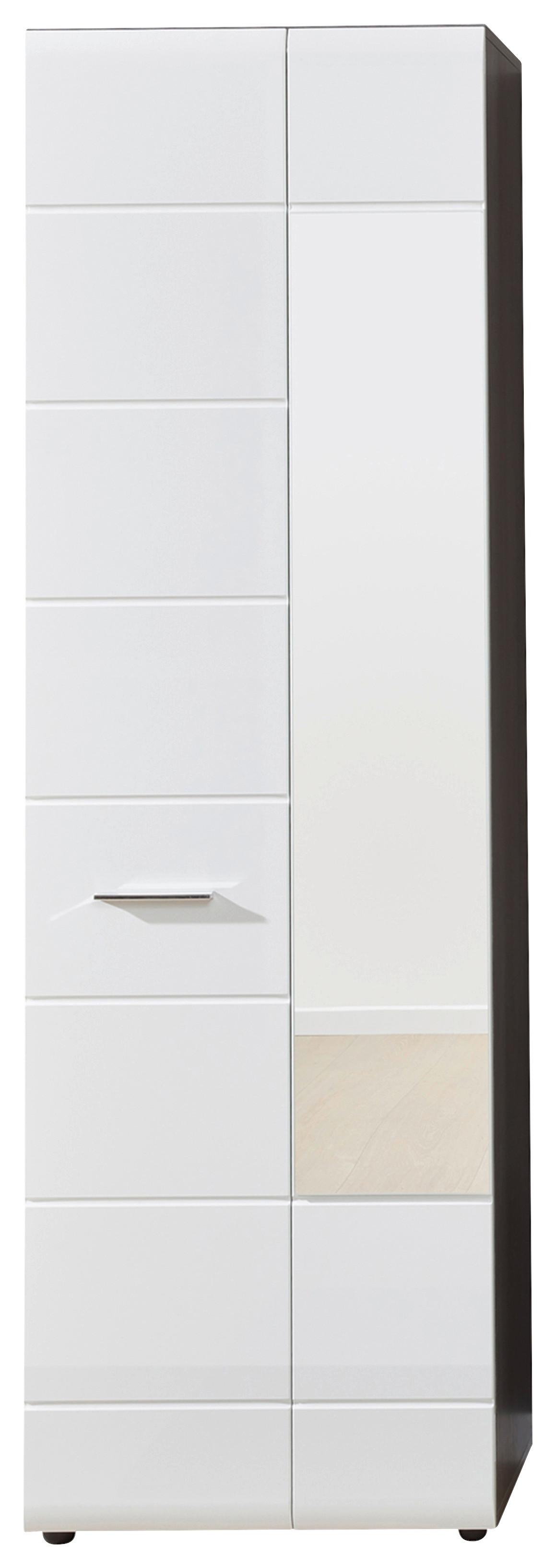 Garderobenschrank Line Weiß B: 60 Cm - Weiß/Silbereichenfarben, MODERN, Glas/Holzwerkstoff (60/191/35cm) - MID.YOU