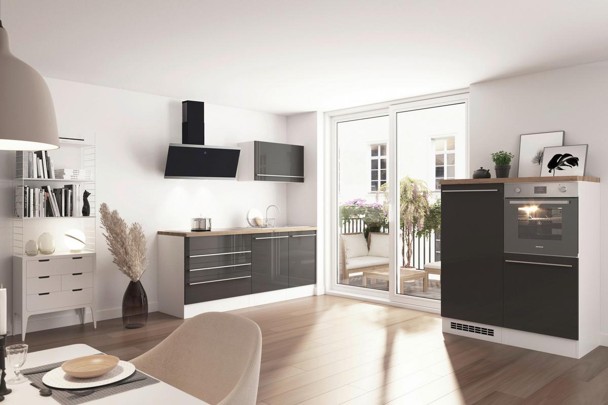 Küchenblock Gabriel Grau B: 320 Cm - Wildeiche/Weiß, Design, Holzwerkstoff (320cm) - Respekta