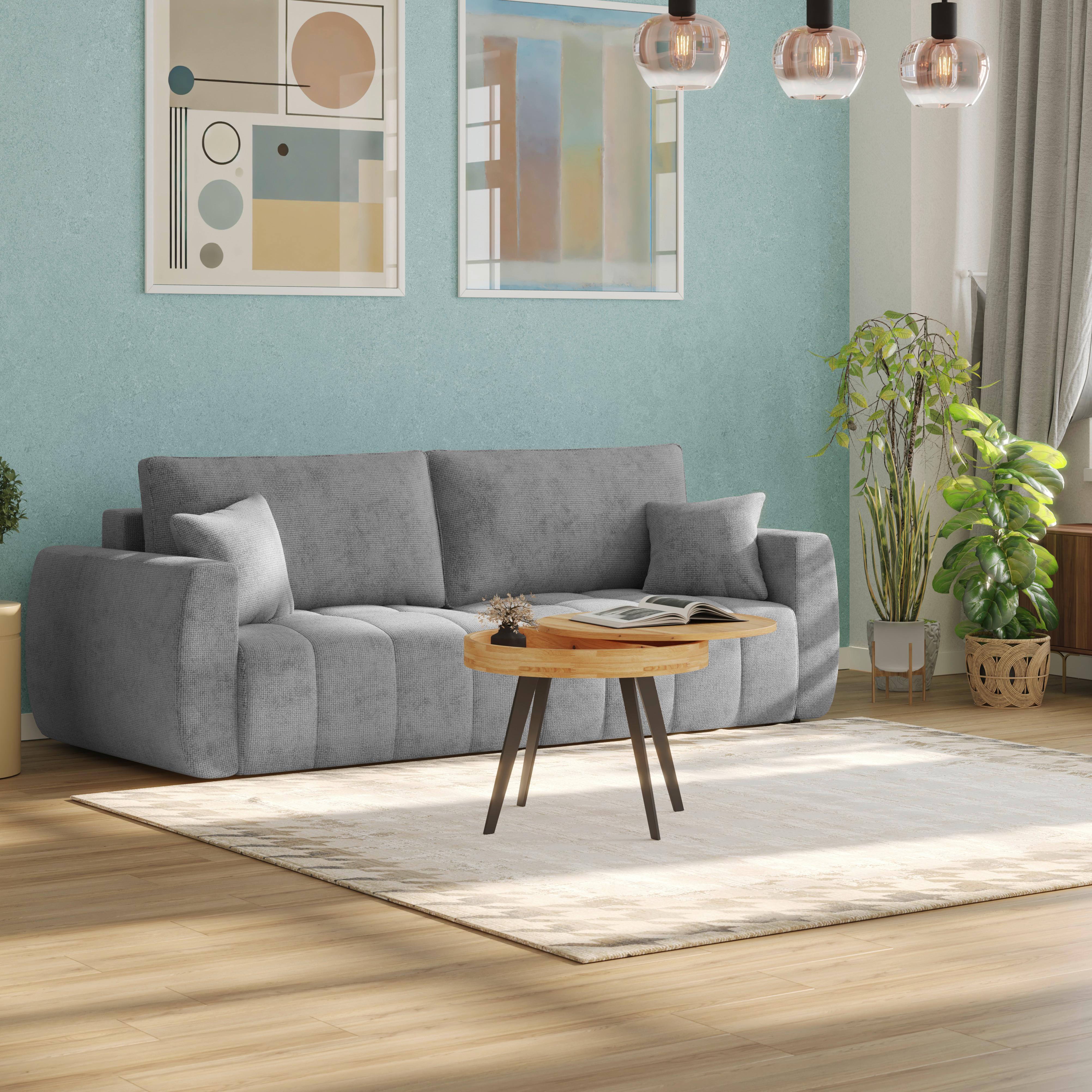 Schlafsofa Bali - Schwarz/Grau, MODERN, Holz/Textil (245/74-90/104cm) - Luca Bessoni
