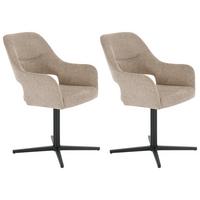 Armlehnstuhl Alexis Leinenoptik Taupe, B: 56 cm - Taupe/Schwarz, MODERN, Holz/Textil (56/86/63cm) - MID.YOU