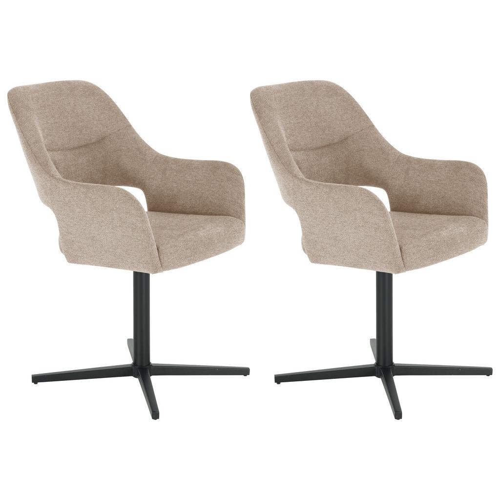 Armlehnstuhl Alexis Leinenoptik Taupe, B: 56 cm