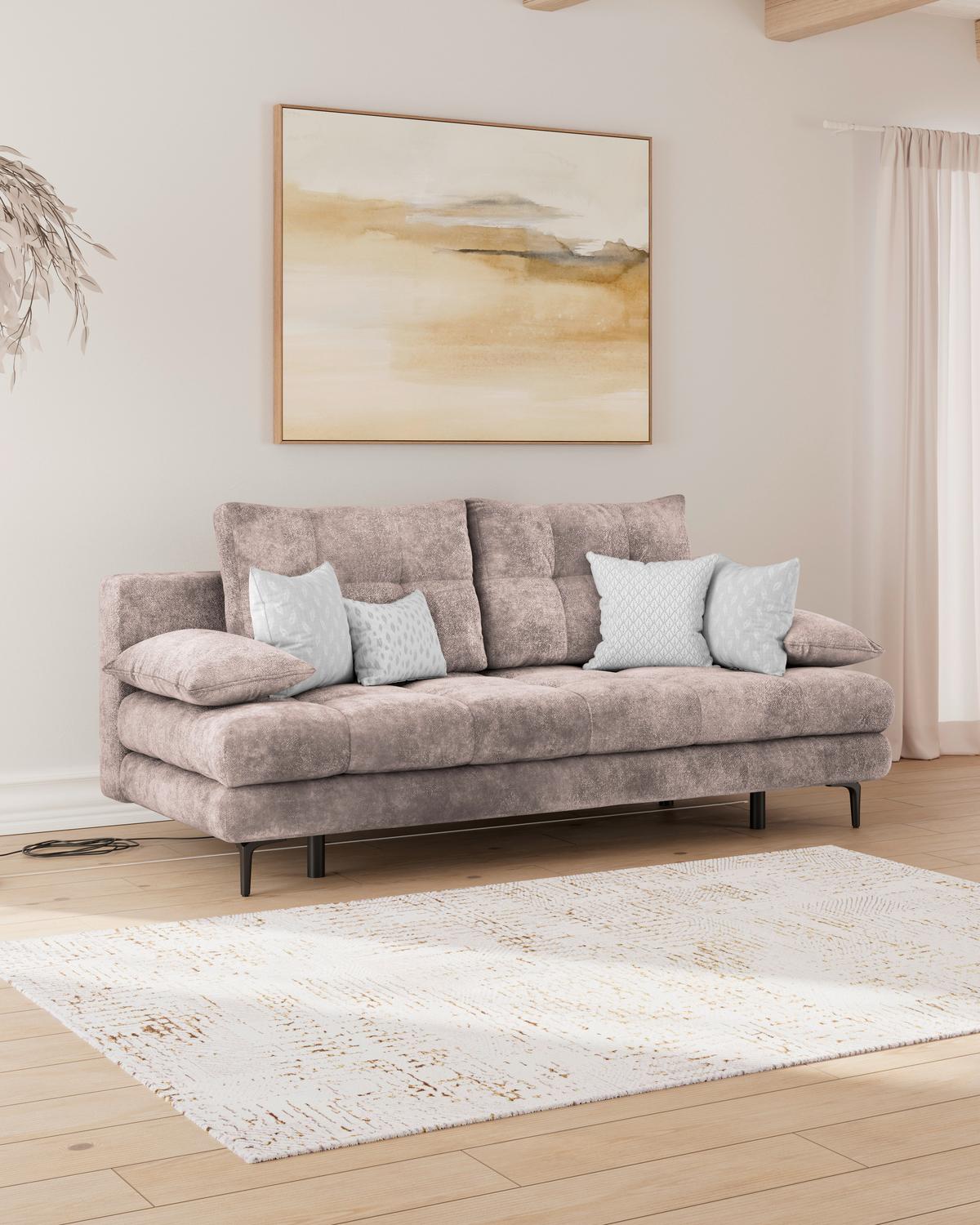 Schlafsofa Perla Rosa B: 203 cm - Schwarz/Rosa, KONVENTIONELL, Textil (203/94/96cm)