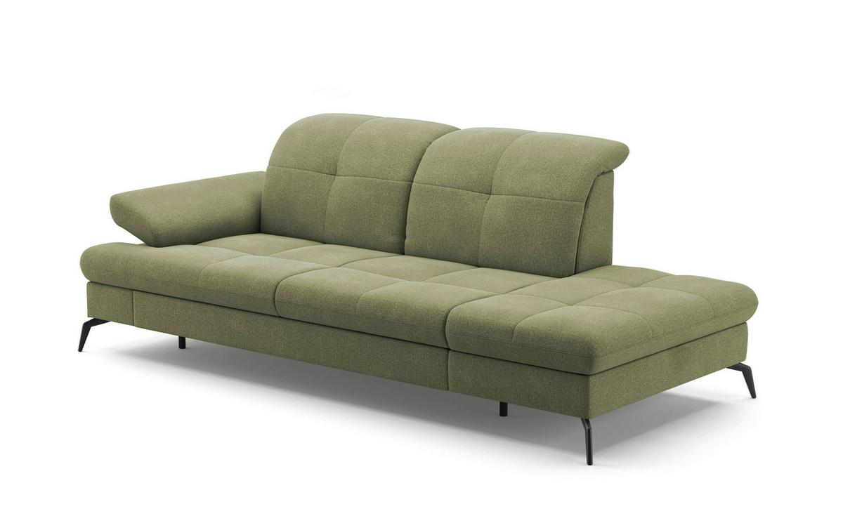 Récamiere Amica E, Hellgrün B: 231 Cm - Schwarz/Hellgrün, KONVENTIONELL, Textil (231/90/122cm) - Sit & More