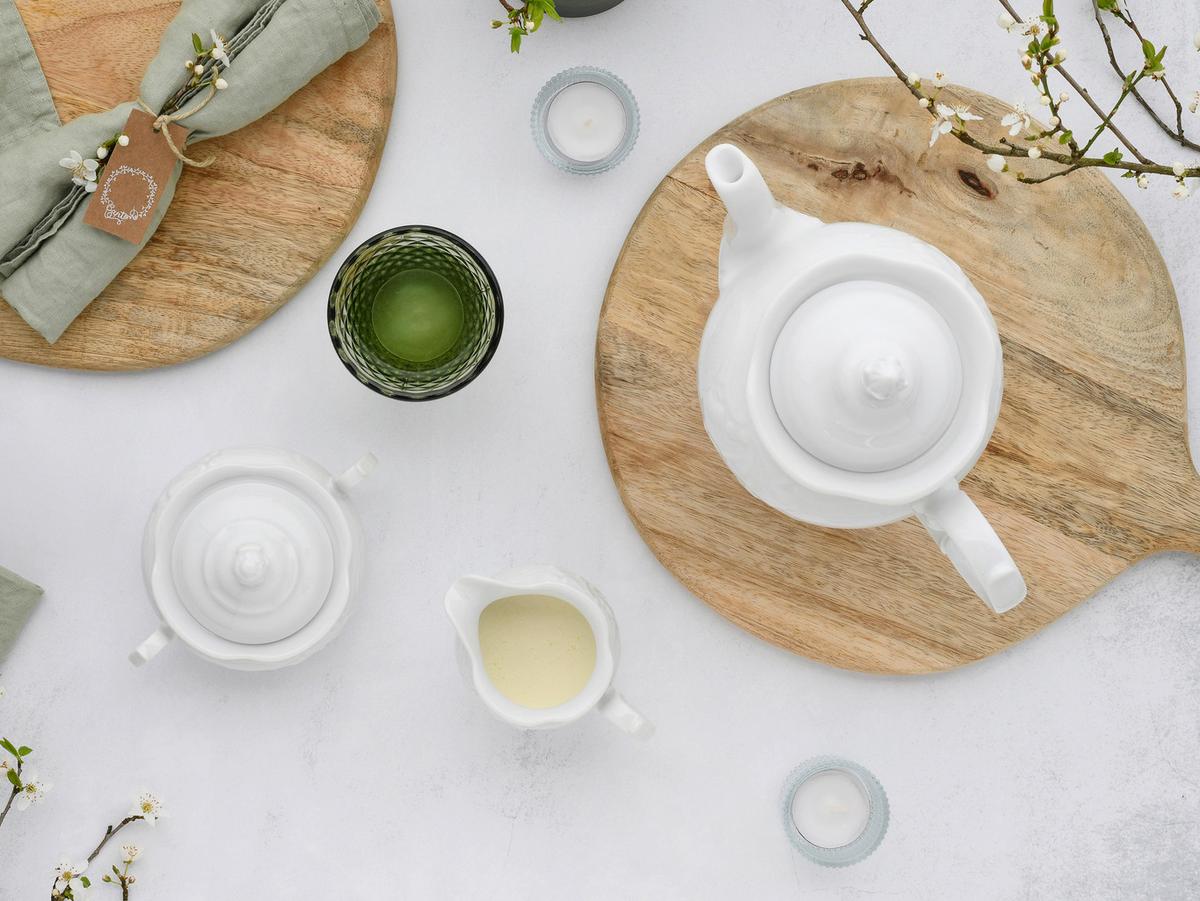 Kaffeeservice Porzellan, Weiß, 3-teilig - Weiß, Basics, Keramik - Creatable