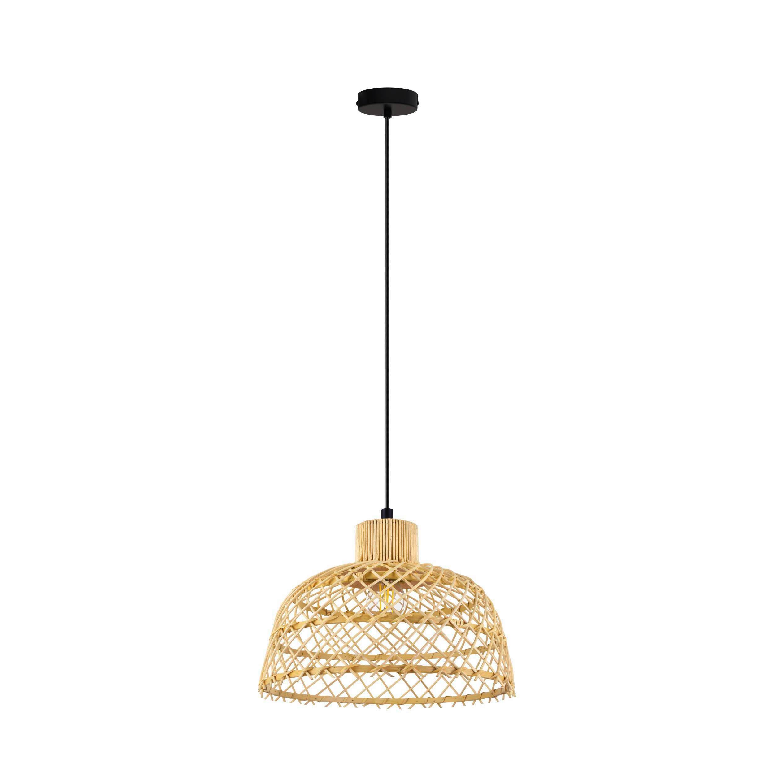 Hängeleuchte 43285* Ausnby - Schwarz/Naturfarben, Natur, Holz/Metall (37/110cm) - Eglo