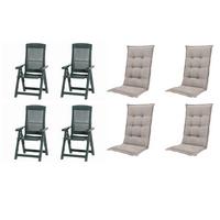 Gartenstuhl-Set Tampa+auflagen Set - Taupe/Grün, MODERN, Kunststoff/Textil (44/111/50cm) - Gardenson