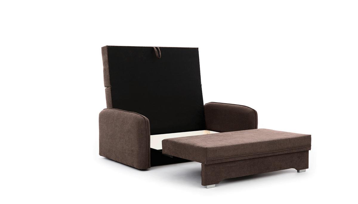 Schlafsofa Laine Braun, B: 155 cm - Silberfarben/Braun, Design, Textil (155/105/75cm) - MID.YOU