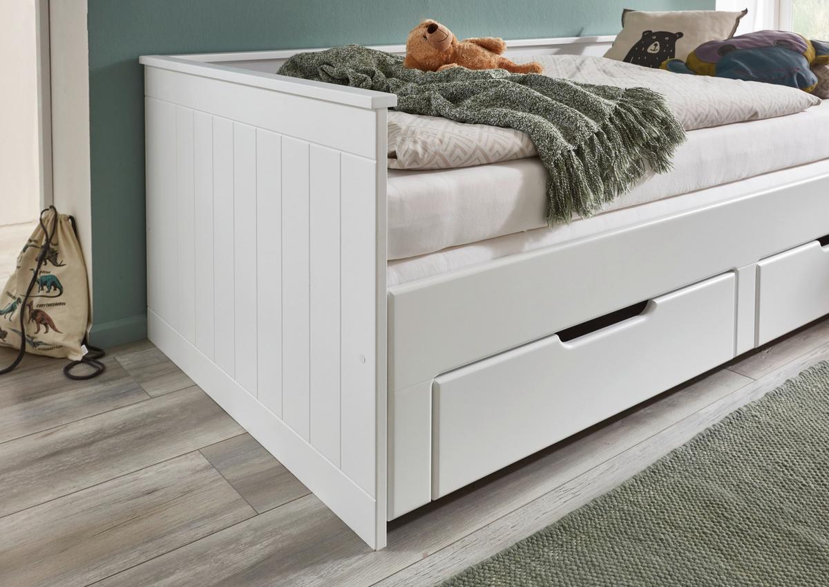 Kihúzható Ágy Clara - bükk/fehér, Basics, faalapú anyag/fa (90/200cm) - P & B