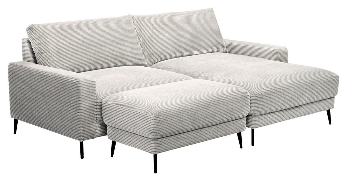 Univerzální sedačka CORA, béžový manšestr - černá/béžová, Moderní, kov/dřevo (223/86/161cm) - Mömax