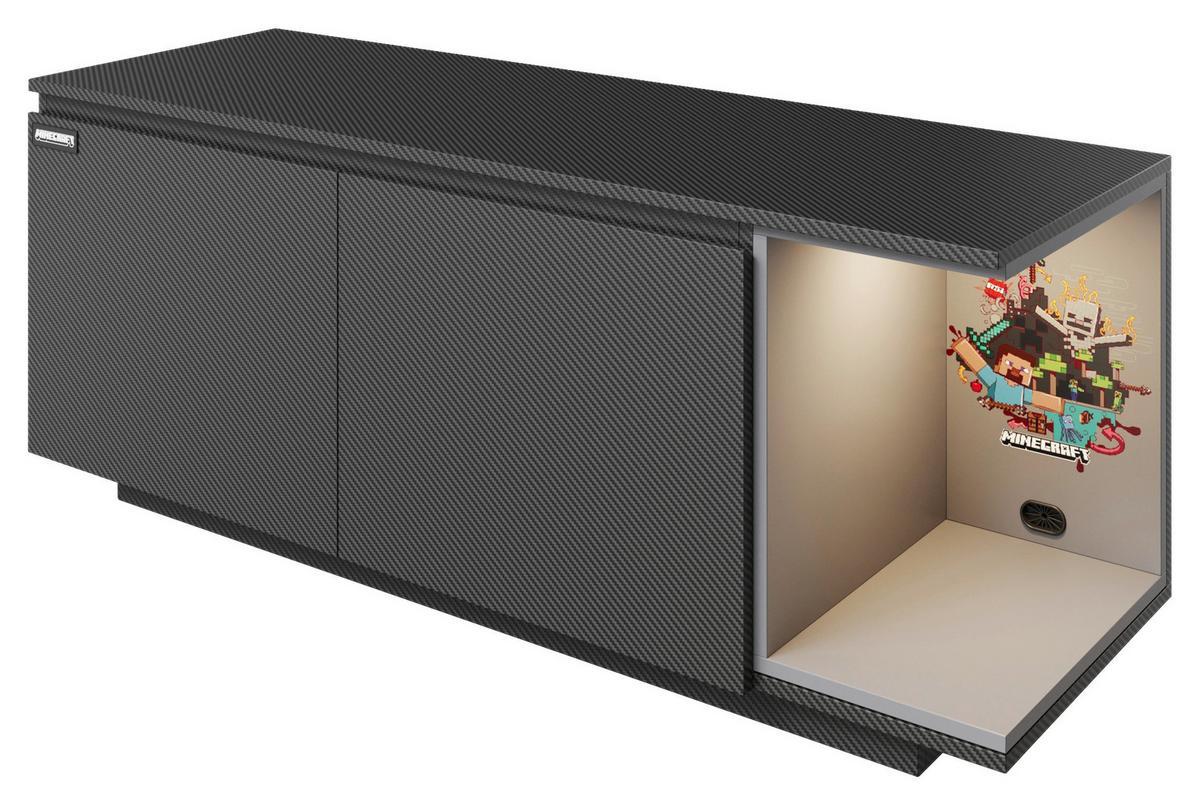 Tv-lowboard Minecraft B: 125 Cm Schwarz, Carbon Optik - Schwarz, MODERN, Holzwerkstoff (125/50/39cm) - Minecraft
