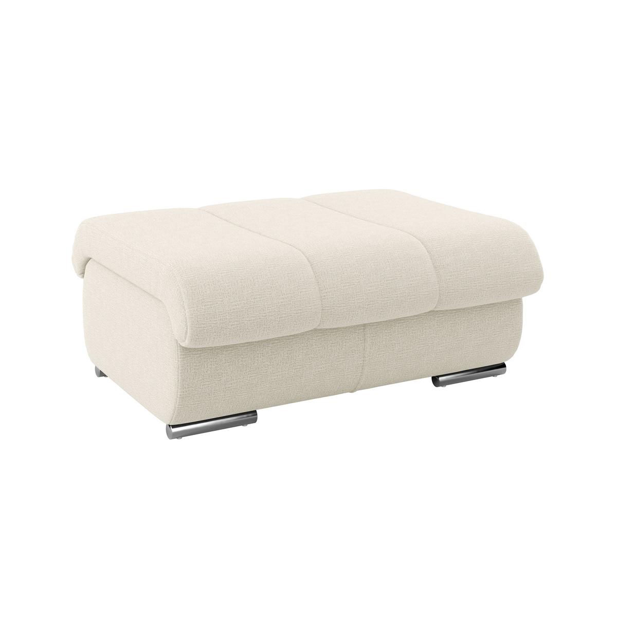 Hocker Multi elfenbeinfarbig, B: 100cm - Chromfarben/Elfenbein, MODERN, Textil (100/43/80cm) - Luca Bessoni