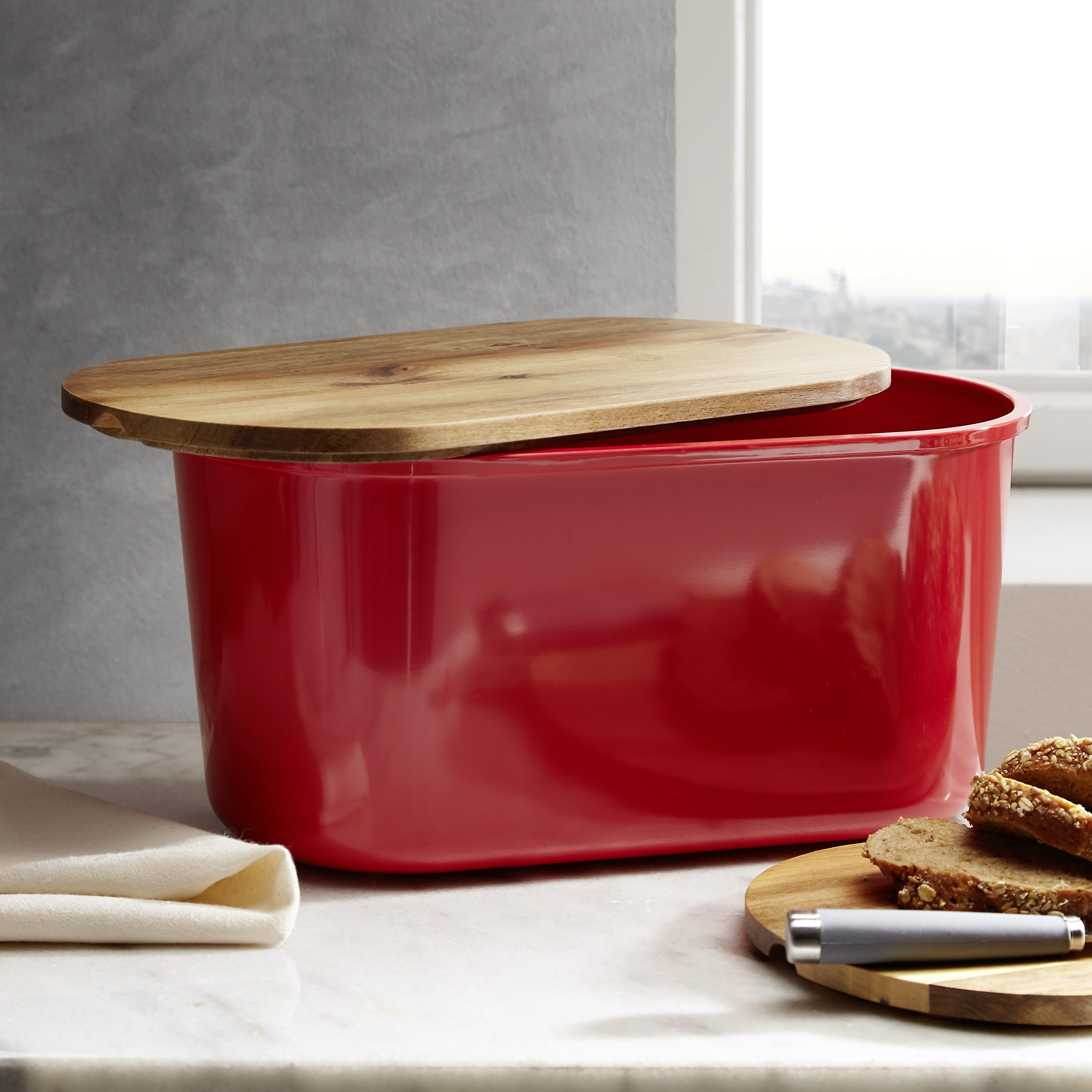 Brotbox Echtwerk Fresh - Rot/Akaziefarben, MODERN, Holz/Kunststoff (37/21,5/17,2cm) - Echtwerk