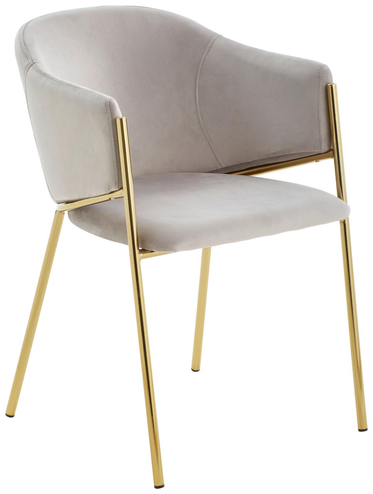 STOLIČKA S PODRÚČKAMI KRONOS -TREND- - zlatá/svetlosivá, Trend, kov/textil (53/77/60cm) - Livetastic