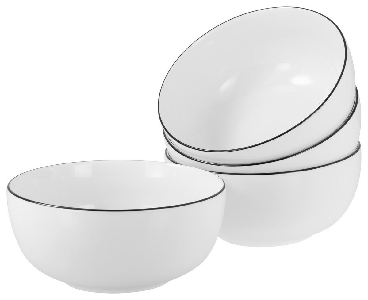 Schüsselset Porzellan Schwarz Weiß - Schwarz/Weiß, Design, Keramik - Creatable
