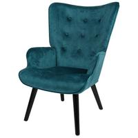 Ohrensessel Luke - Türkis/Schwarz, MODERN, Holz/Textil (68/96/74cm)