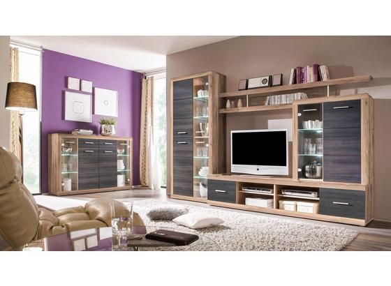 Komód Cancan - barna/diófa színű, modern, üveg/faanyagok (150/104/40cm) Komód Cancan - barna/diófa színű, modern, üveg/faanyagok (150/104/40cm)