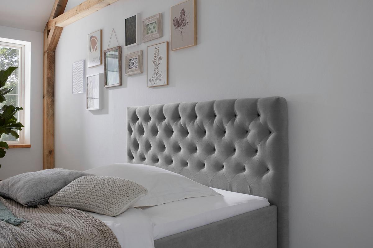 Polsterbett Miami 180x200cm Hellgrau - Hellgrau/Schwarz, Basics, Textil (196/120/212cm) - MID.YOU