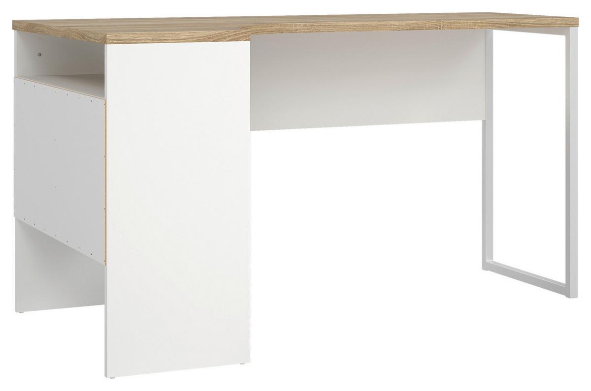 Eckschreibtisch Function Plus Ii, L: 145,1 Cm - Eichefarben/Weiß, MODERN, Holzwerkstoff/Metall (145,1/81/76,8cm) - MID.YOU