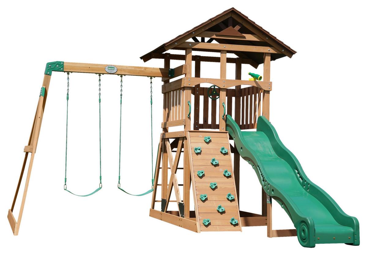 Spielturm B2200159 - Braun/Grün, KONVENTIONELL, Holz (430/310/380cm) - Ambia Garden