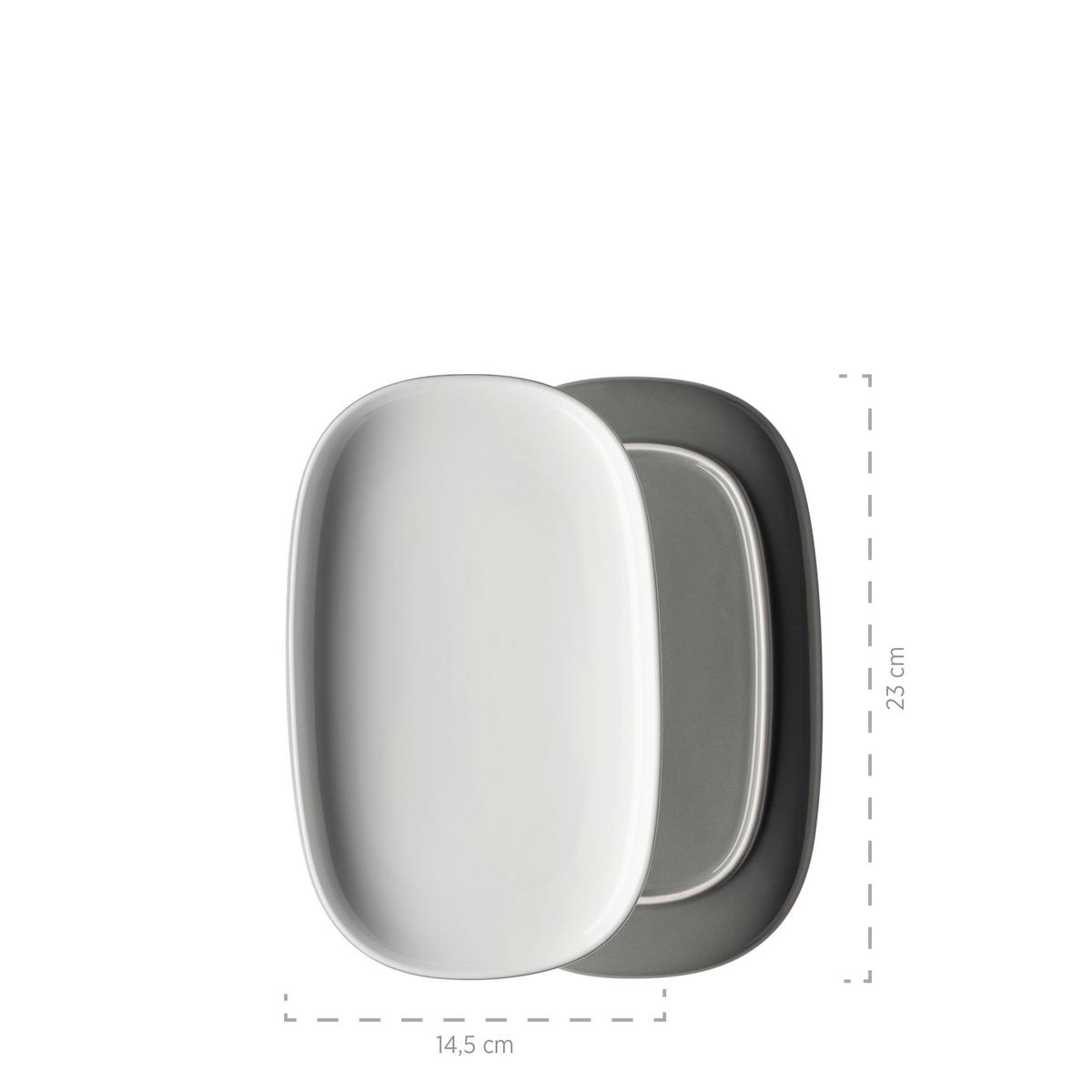 Servierplatte Isora Keramik Oval 3--Teilig. Grau Weiß - Weiß/Grau, Basics, Keramik - Mäser