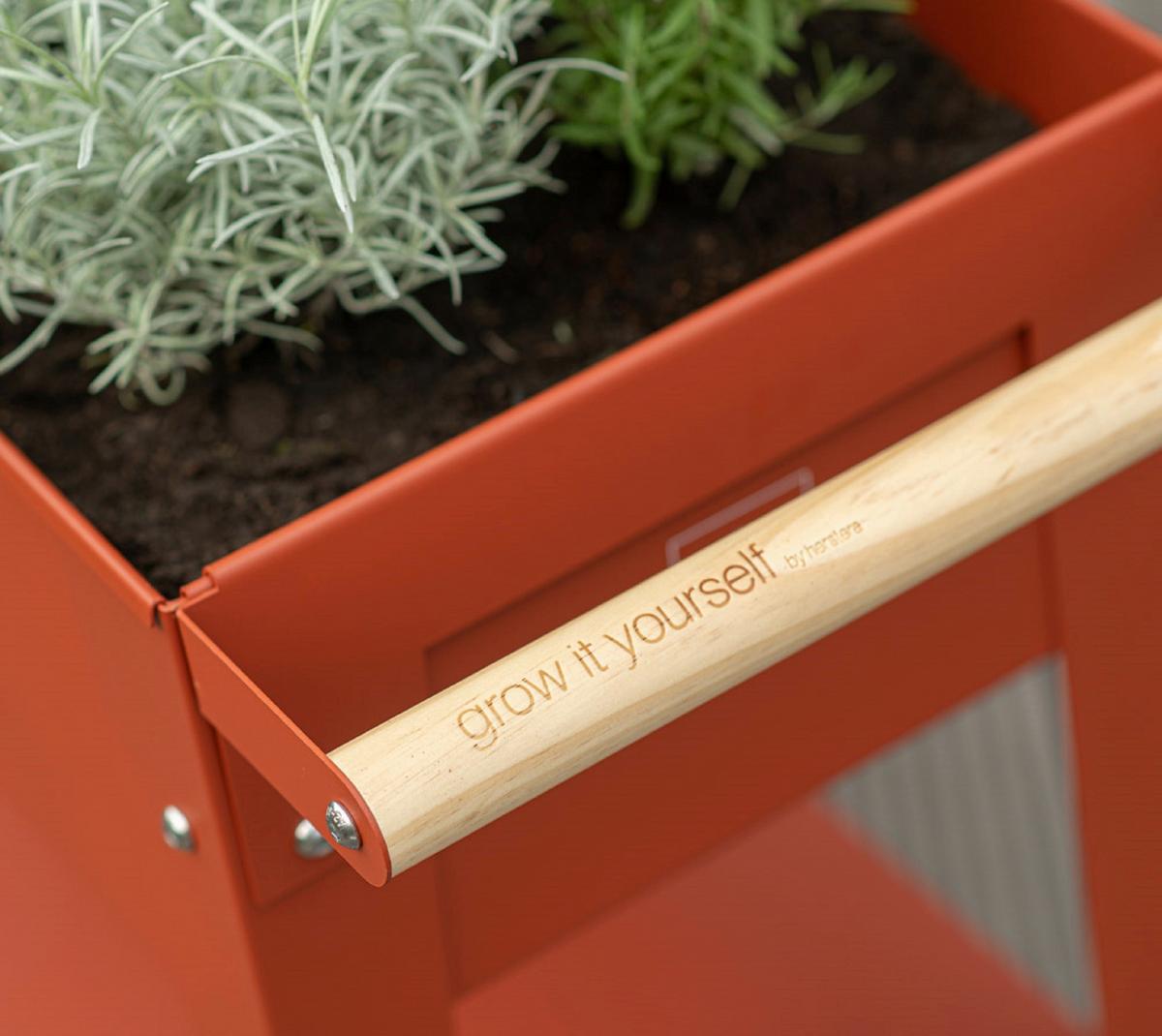 Hochbeet Stahl Kräuterfabrik mit Rollen 35x80x75 cm Rot - Rot, Basics, Metall (35/80/75cm)