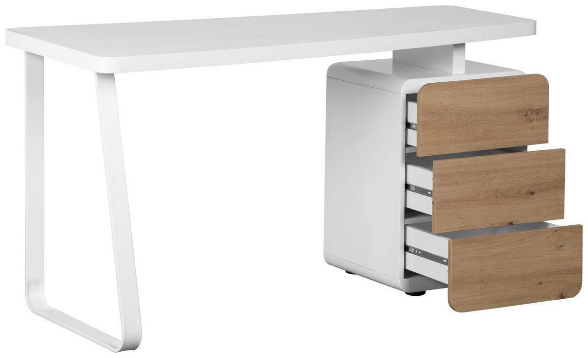 Schreibtisch Havanna - Eichefarben/Weiß, LIFESTYLE, Holzwerkstoff/Metall (140/75/60cm) - MID.YOU