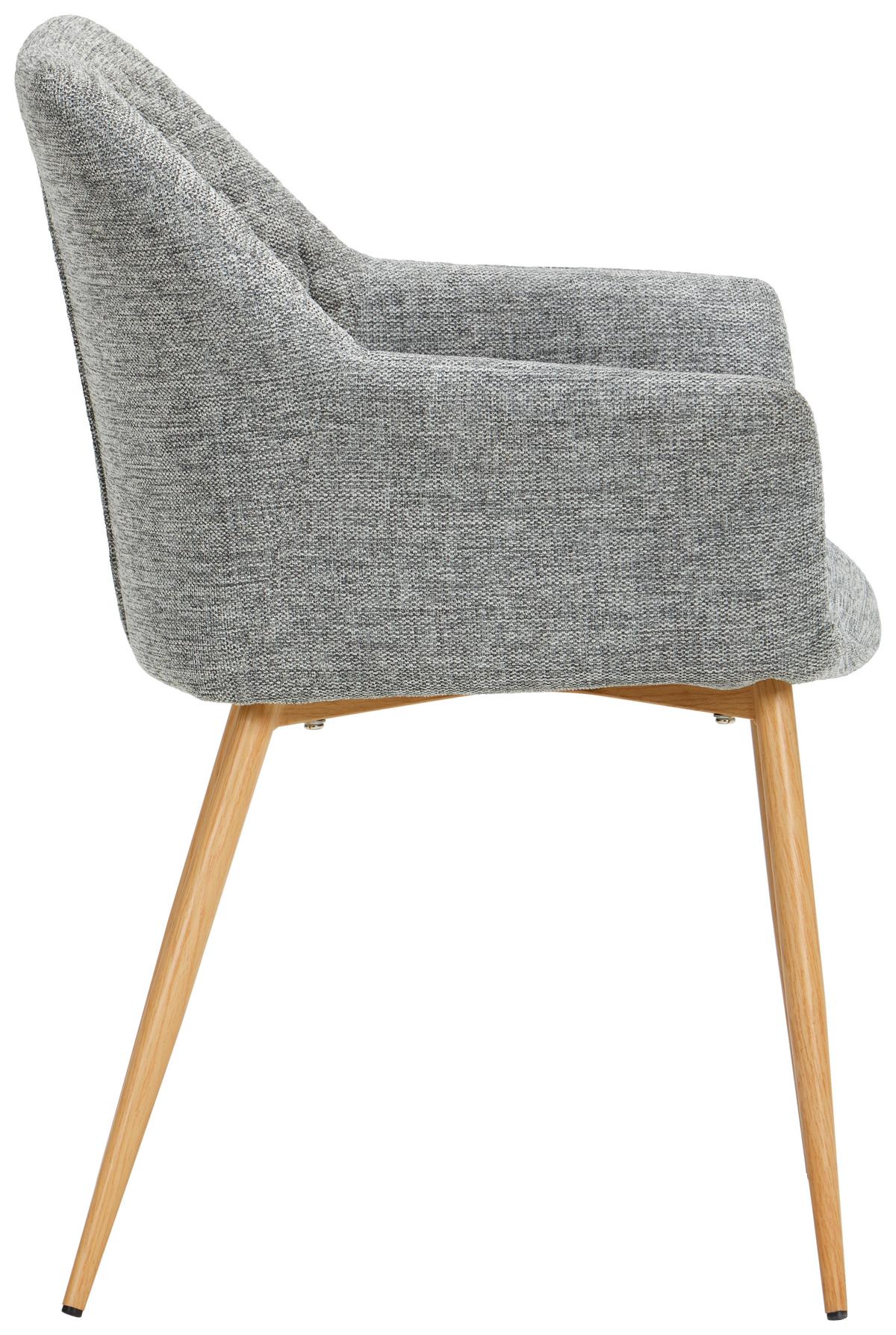 Armlehnstuhl Louisa Grau Gepolstert - Eichefarben/Grau, KONVENTIONELL, Holz/Textil (56,5/80/58cm) - Livetastic