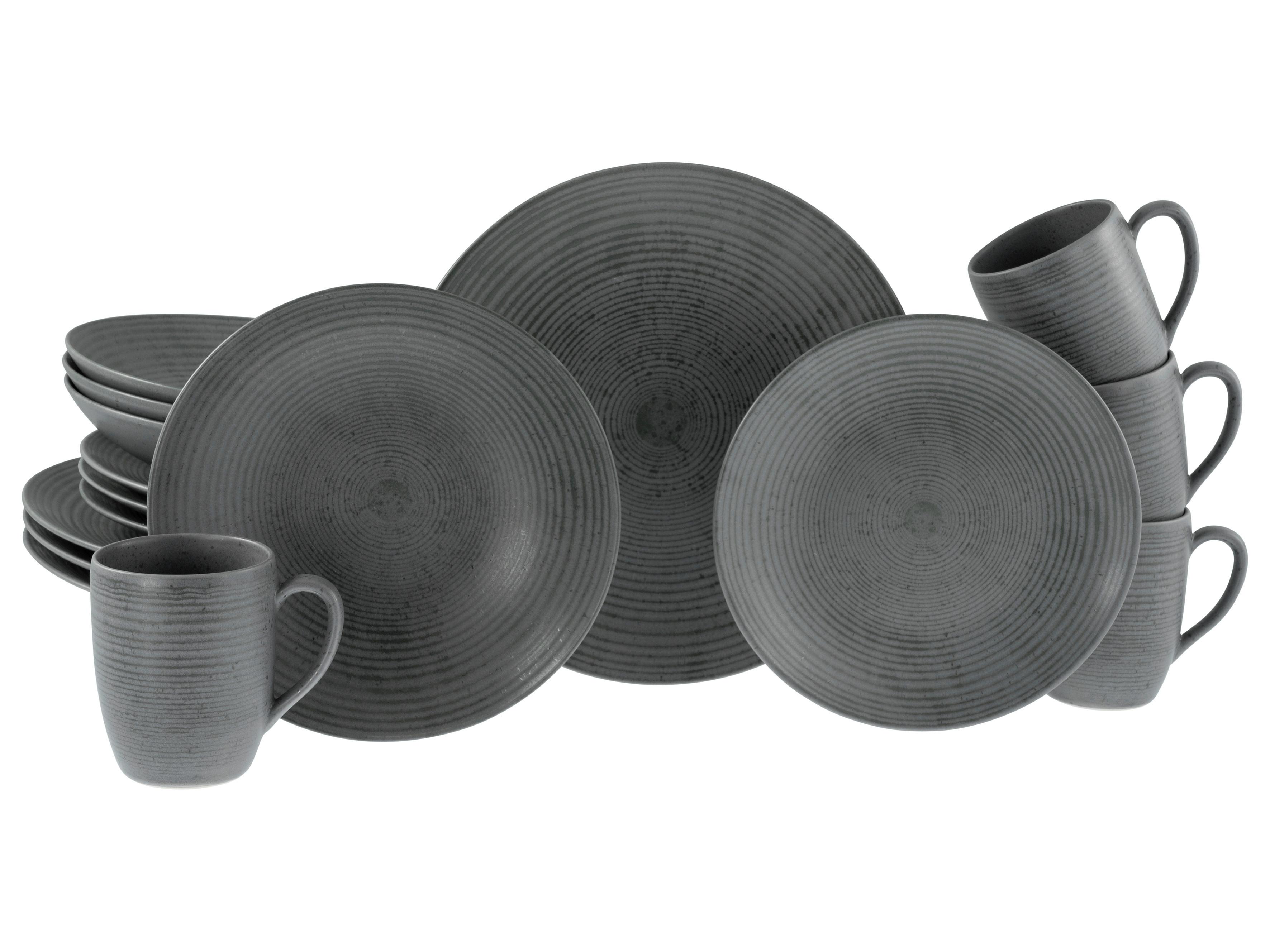 Kombinovaný servis CATANIA ANTRACIT, 16-dielny - antracitová, Design, keramika - Creatable