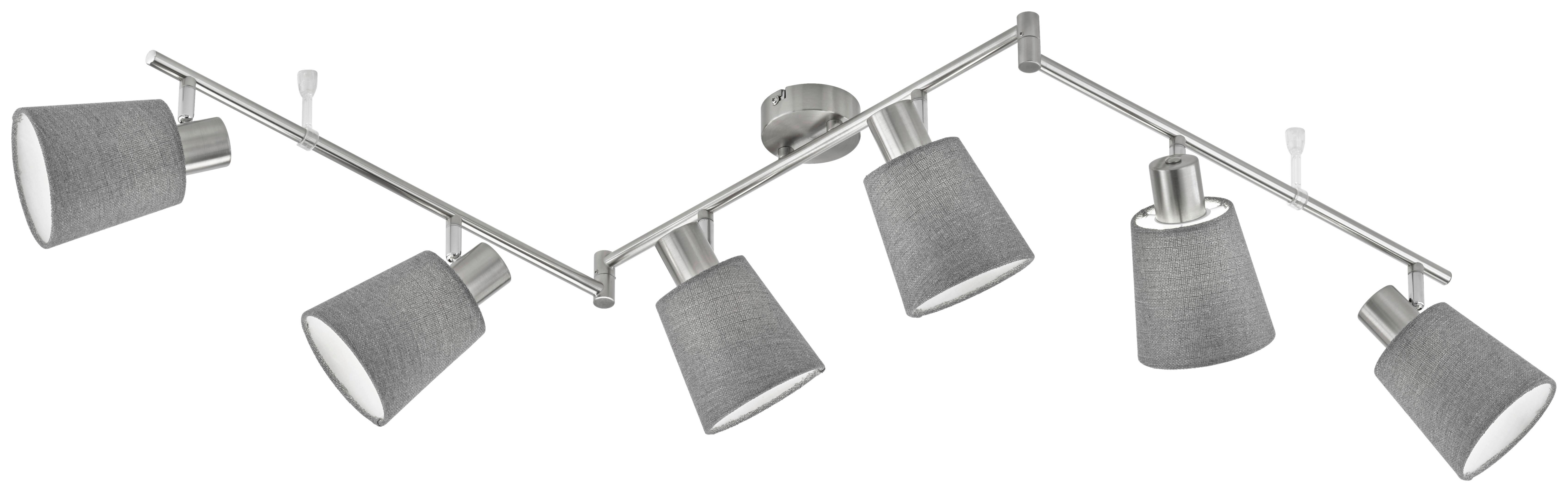 Deckenleuchte Jeff L: 145 cm 6-Flammig Schwenkbar - Grau, Design, Textil (11/145cm) - Fischer & Honsel