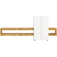 Wohnwand Samba Eiche Dekor/weiß B: 270 Cm - Eiche Wotan/Schwarz, Design, Holzwerkstoff (270/112/35cm) - MID.YOU
