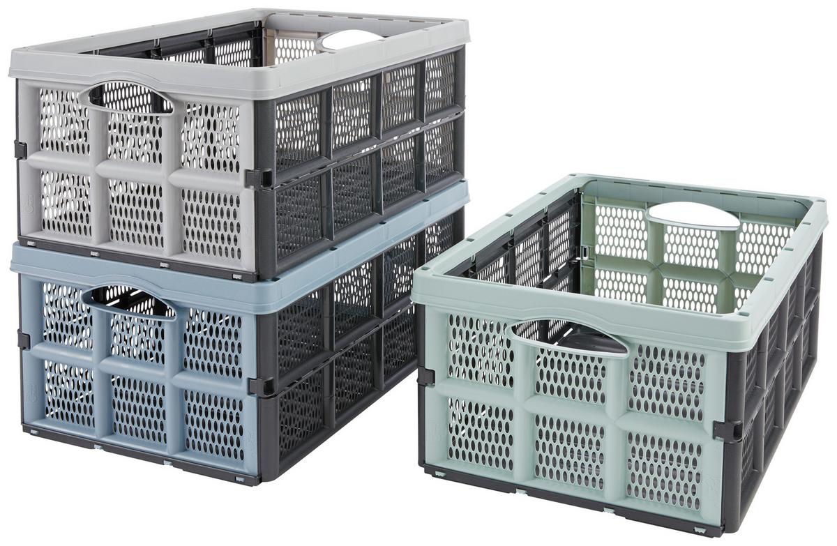 Klappbox Theodor - Sandfarben/Pastellblau, KONVENTIONELL, Kunststoff (51/34/23cm) - Ondega