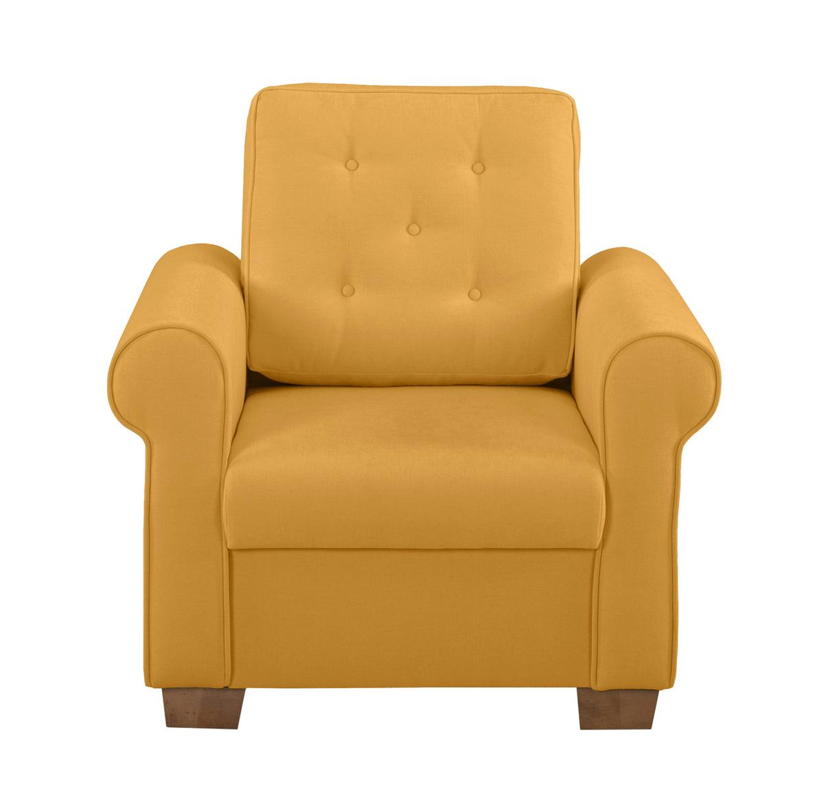 Sessel Arles, Gelb 48 B: 93 Cm - Gelb/Buchefarben, Design, Textil (93/89/82cm) - MID.YOU