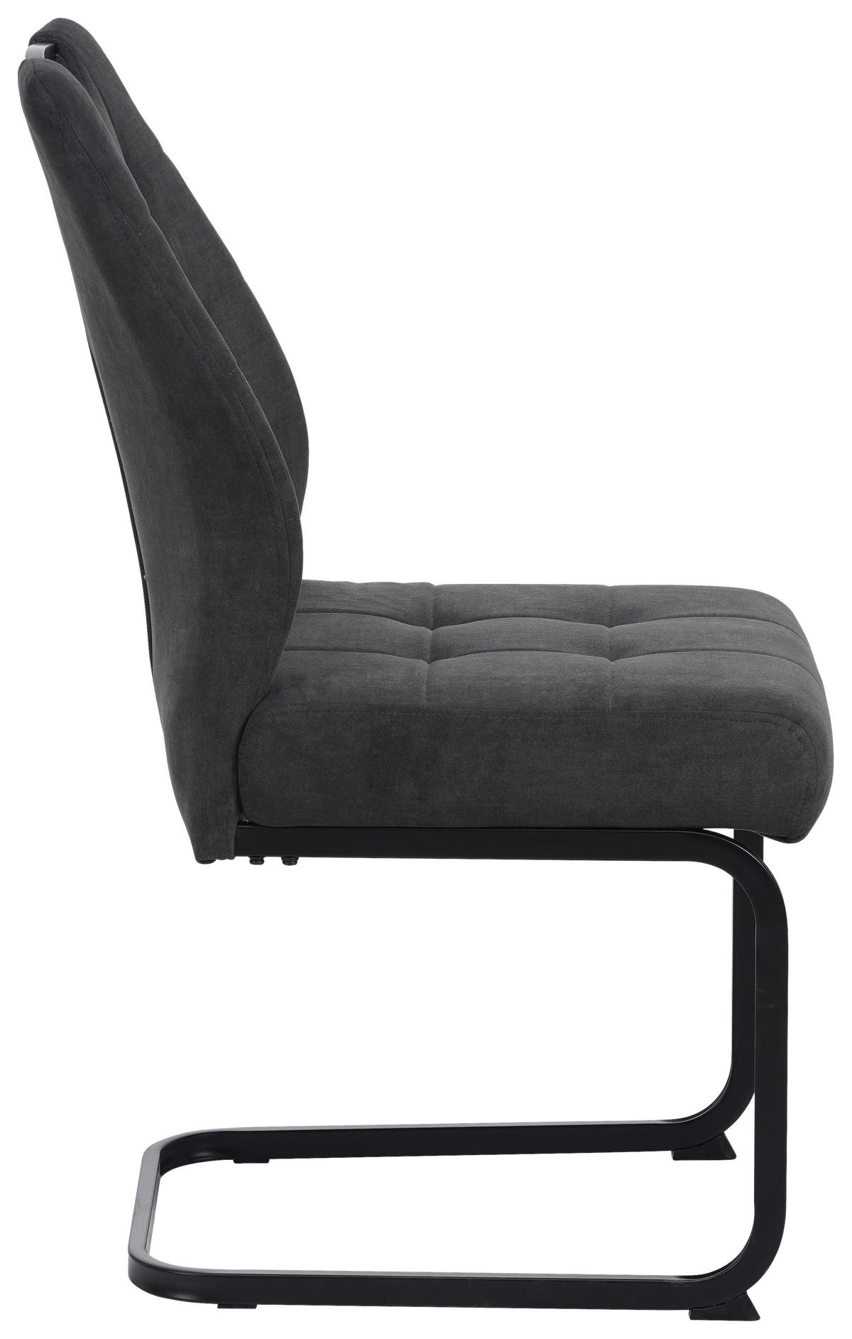Schwingstuhl Felice Webstoff Grau, B: 46 cm - Schwarz/Grau, KONVENTIONELL, Textil/Metall (46/96/61,5cm) - MID.YOU