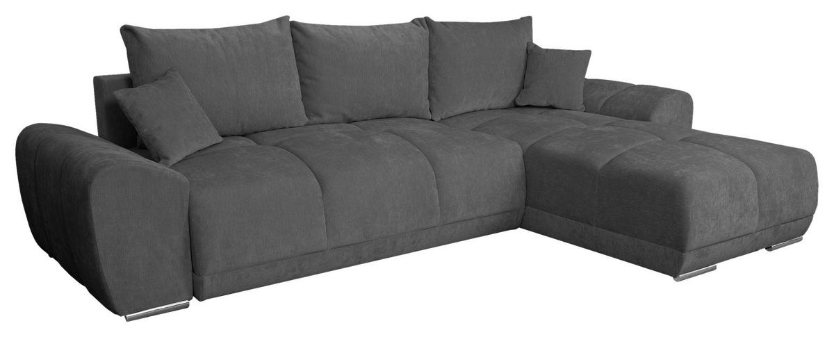 ECKSCHLAFSOFA Ramon, Graphitf. S: 296x182 cm - Chromfarben/Beige, Trend, Textil (296/182cm)