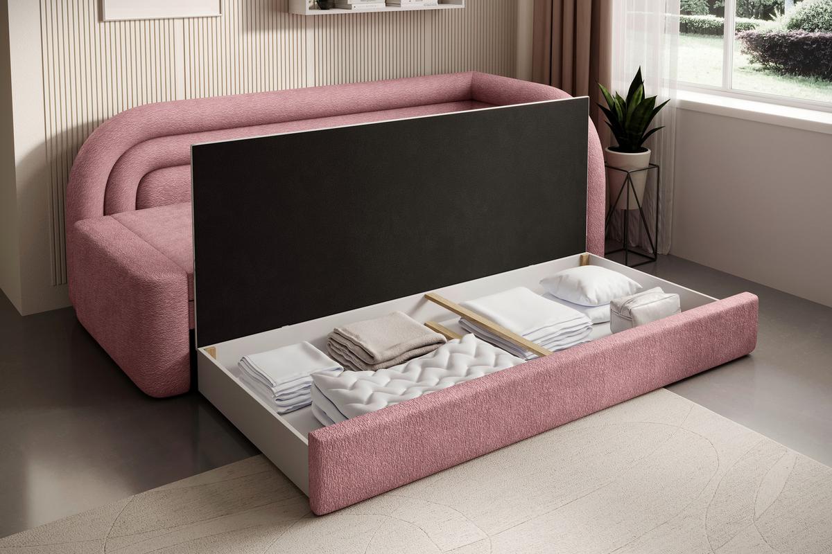 Récamiere Fabillo Rosa B: 223cm - Schwarz/Rosa, Design, Textil (223/80/86cm) - MID.YOU