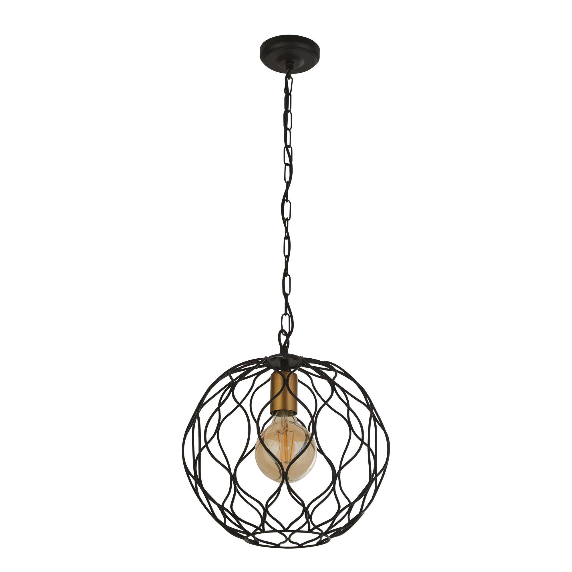 Hängeleuchte 4511-1bk - Goldfarben/Schwarz, Design, Metall (31.5/33cm)