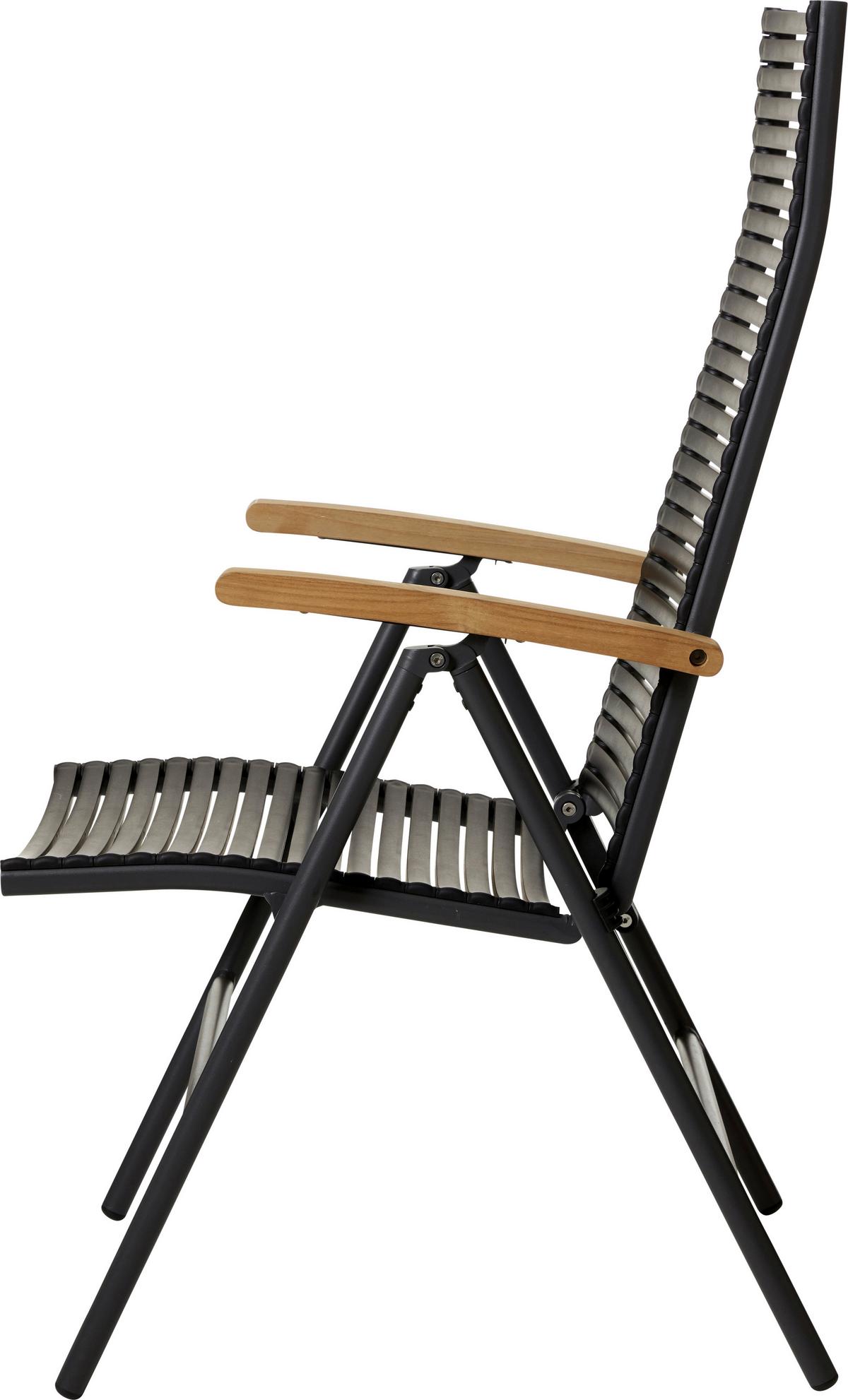 Gartenstuhl Klappbar Mood Position Kunststoff - Anthrazit/Schwarz, KONVENTIONELL, Holz/Kunststoff (60/111/72cm) - Gardenson