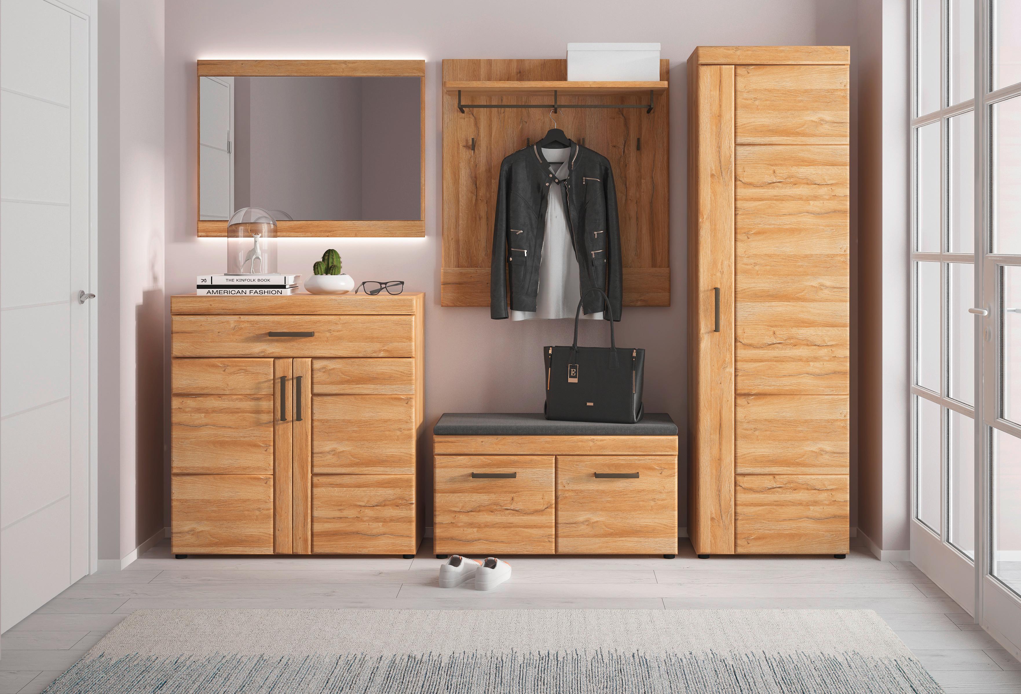 Garderobenset Cortina Eiche Dekor B: 394,4 cm - Eichefarben, Trend, Holzwerkstoff (394,4/195/38cm)