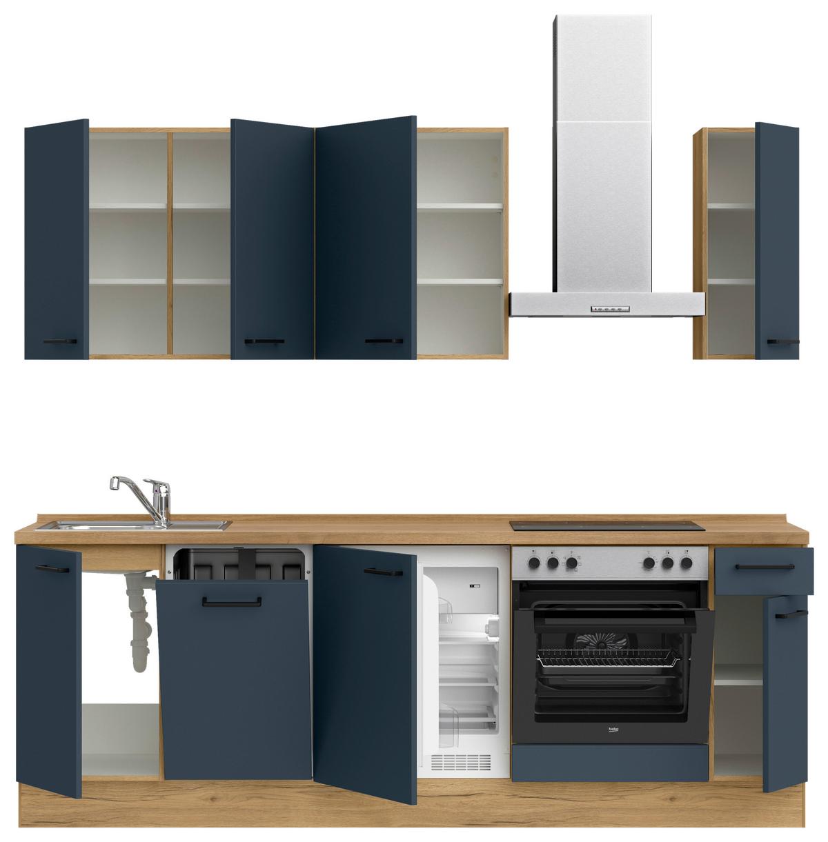 Küchenleerblock Easytouch Low-Line, L9 Rechts - Blau/Eichefarben, MODERN, Holzwerkstoff (240cm) - Nobilia