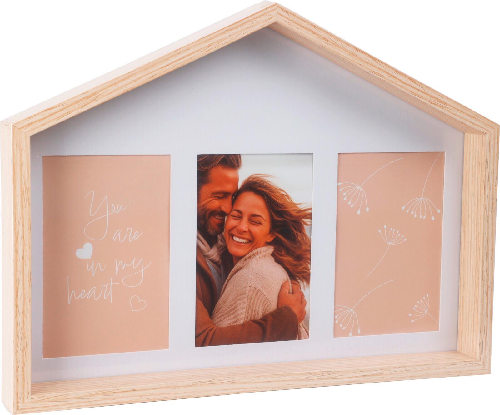 Képkeret House - natúr színű/fehér, faalapú anyag (36,6/27,2/4cm)