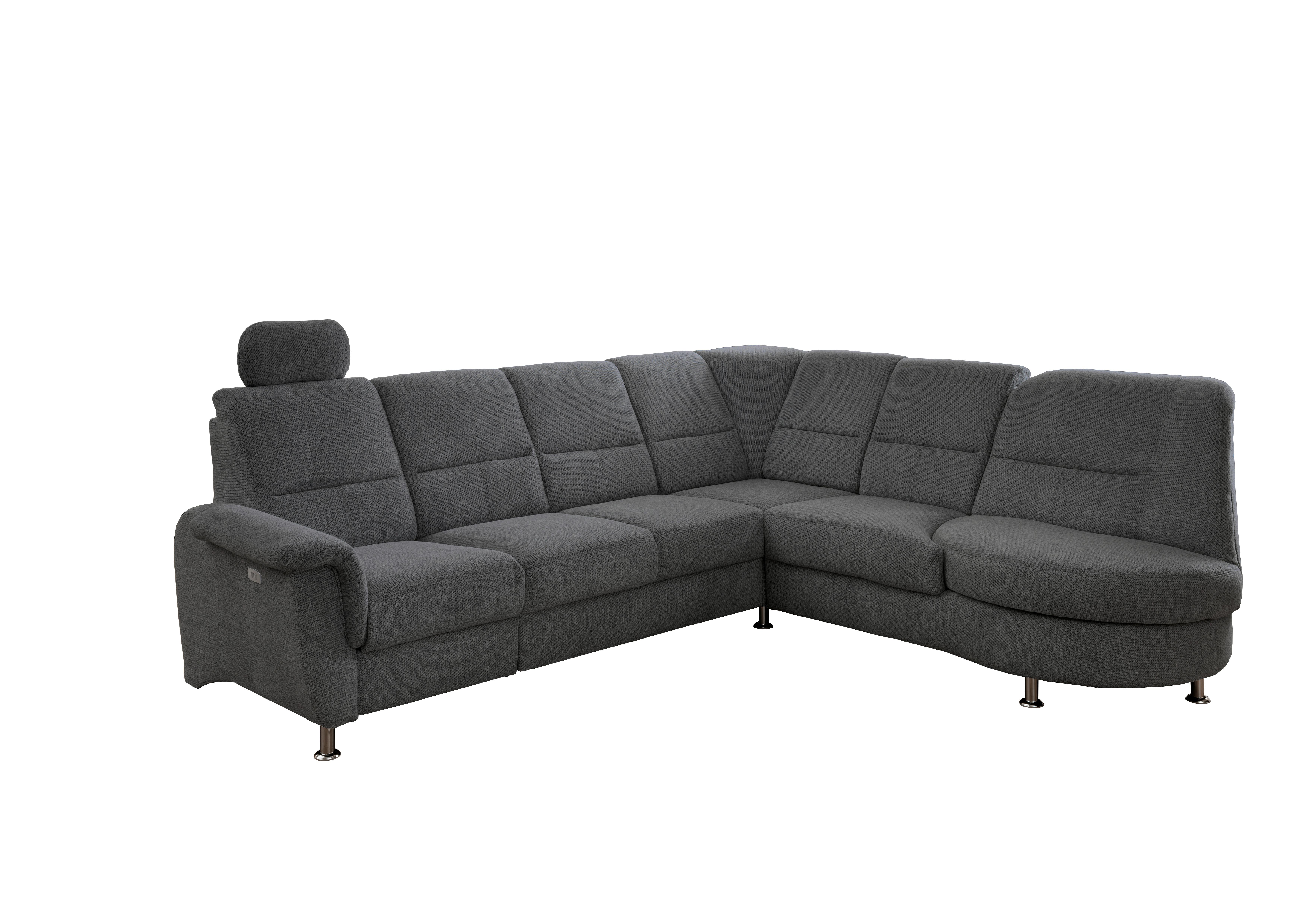 Ecksofa mit Relaxfunktion Parole Anthrazit Chenille - Chromfarben/Anthrazit, MODERN, Textil (275/236cm) - Livetastic