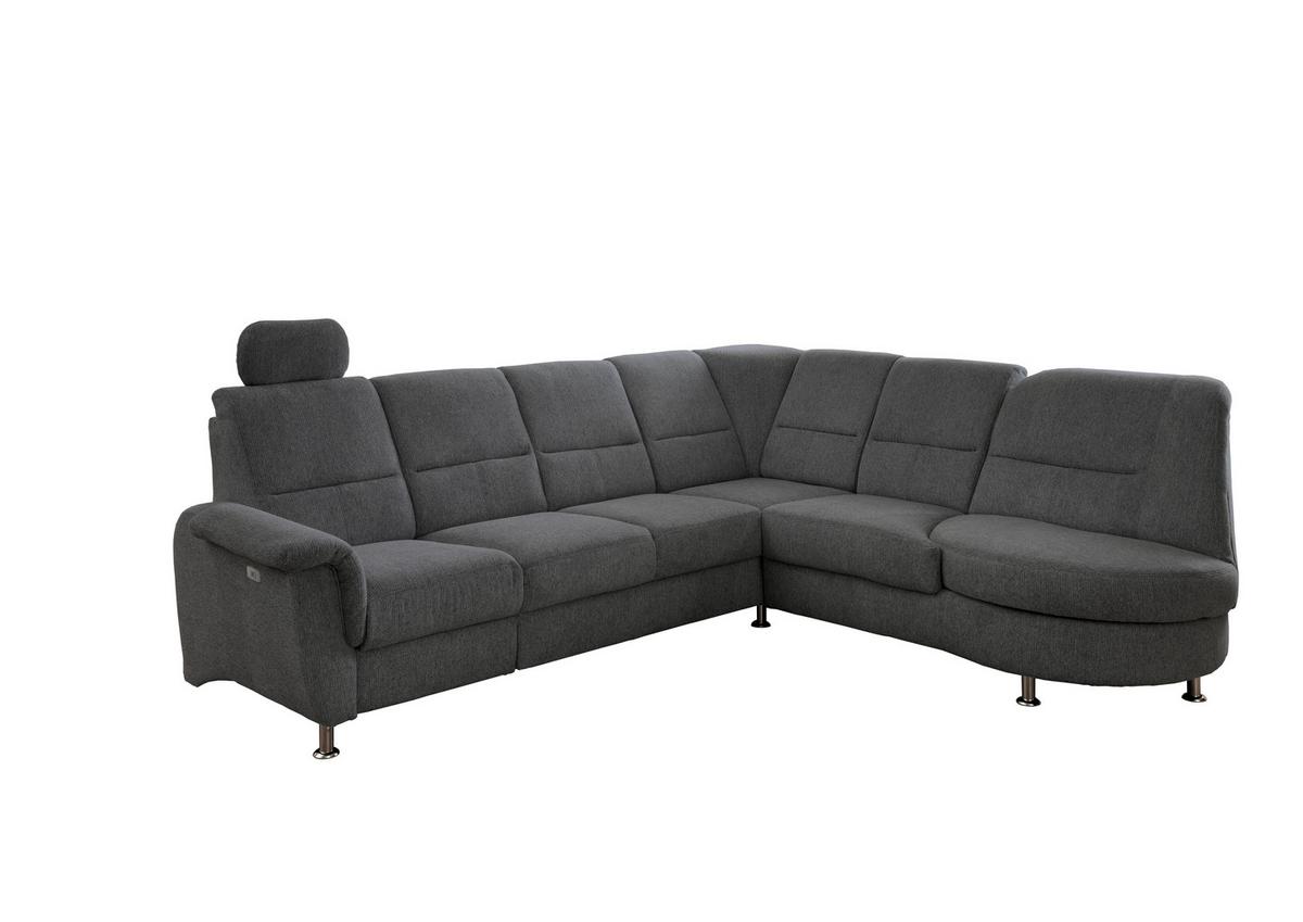 Ecksofa Mit Relaxfunktion Parole Anthrazit Chenille - Chromfarben/Anthrazit, MODERN, Textil (275/236cm) - Livetastic