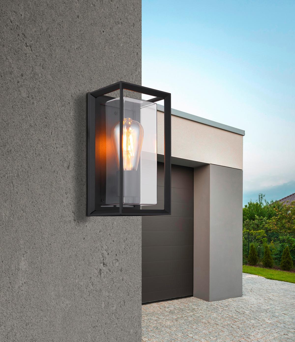 Außenleuchte 31982s - Klar/Schwarz, KONVENTIONELL, Kunststoff/Metall (13/12,2/24,8cm) - Globo